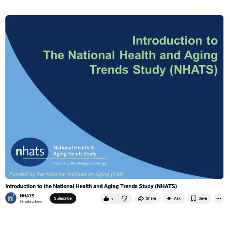 Screencapture of Youtube landing page for NHATS/NSOC Video Tutorials